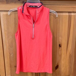 Ralph Lauren Vibrant Coral Sleeveless Zip Top